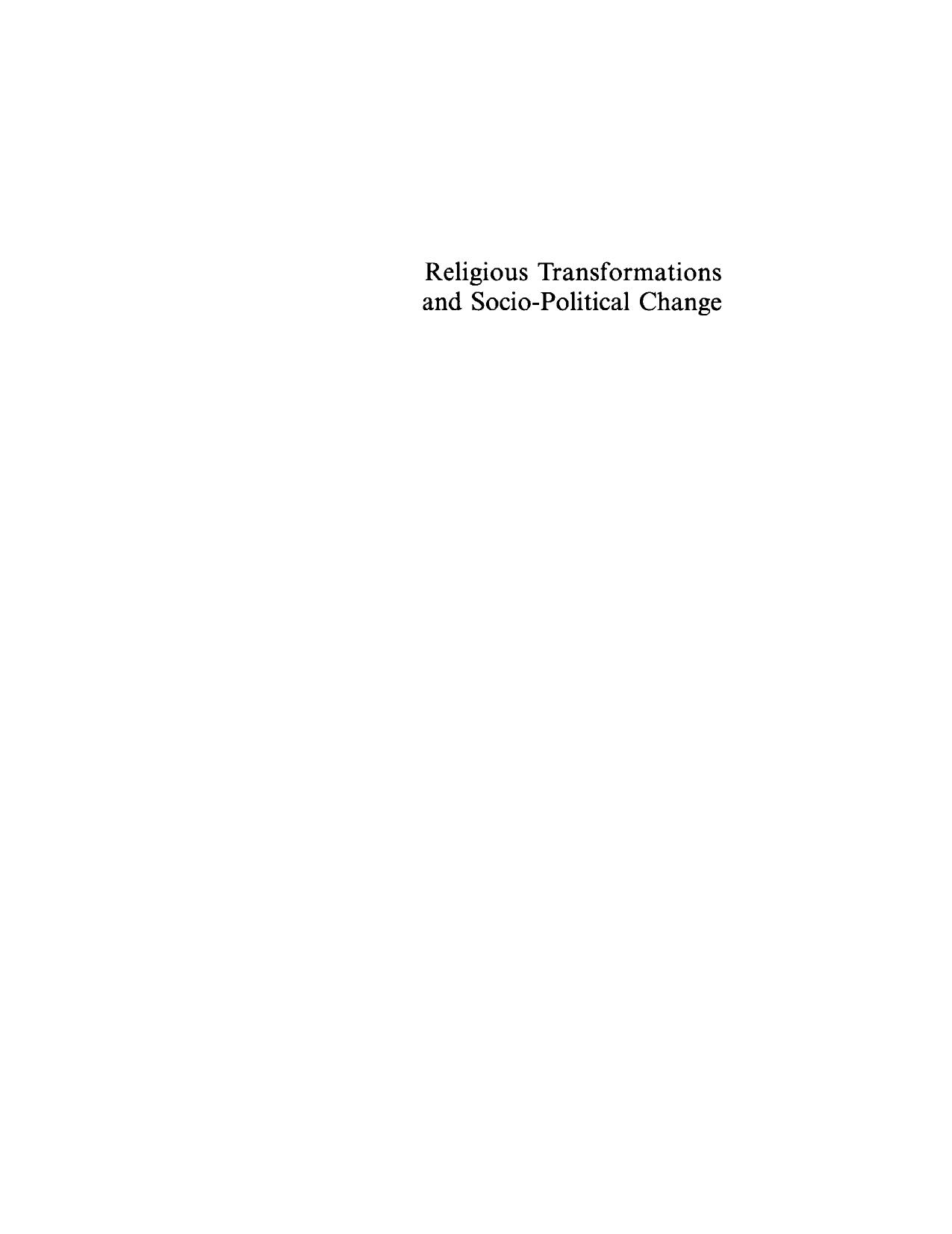 Religious Transformations and Socio-Political Change by Luther H. Martin (editor)