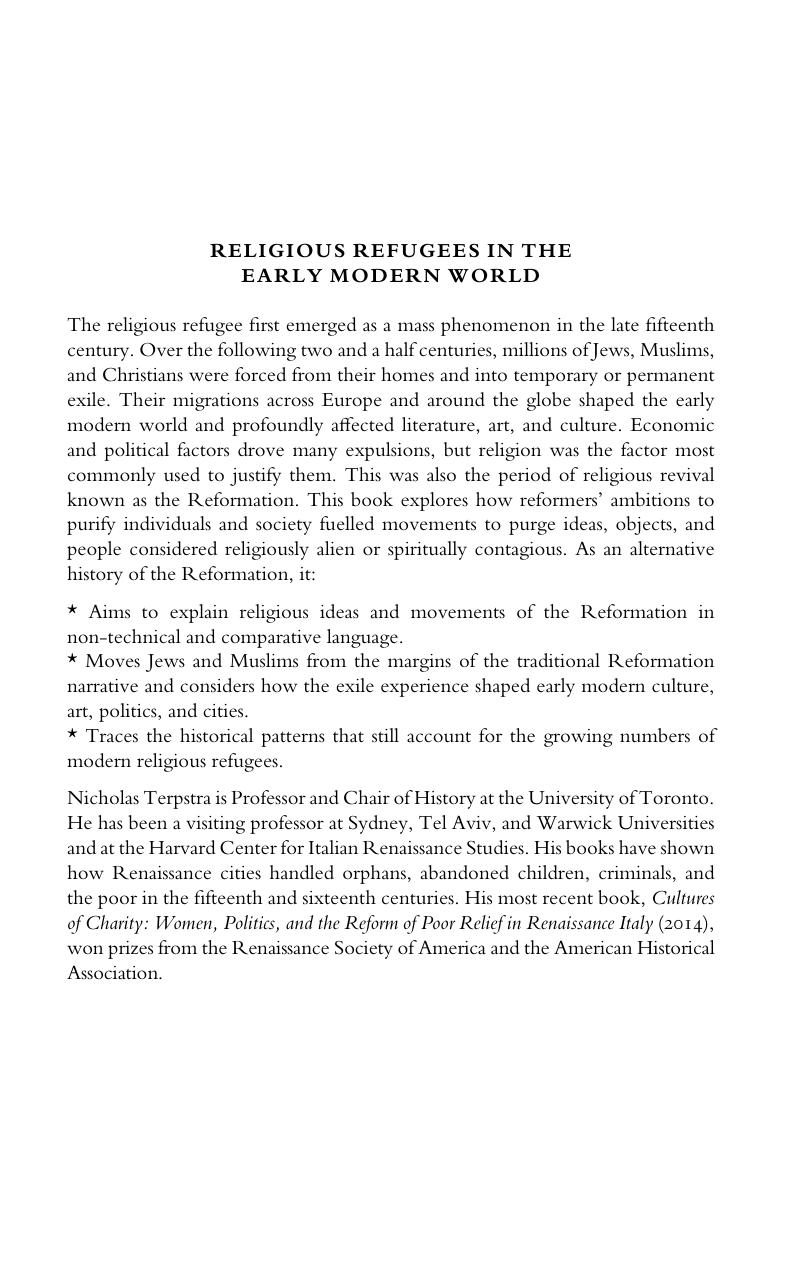 Religious refugees in the early modern world : an alternative history of the Reformation by Nicholas Terpstra