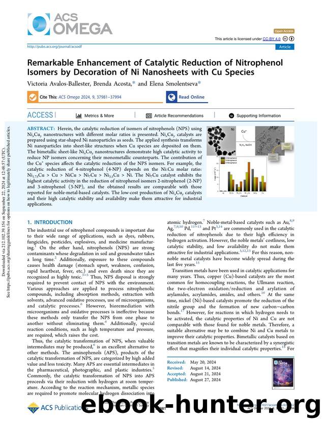 Remarkable Enhancement of Catalytic Reduction of Nitrophenol Isomers by Decoration of Ni Nanosheets with Cu Species by Victoria Avalos-Ballester Brenda Acosta & Elena Smolentseva