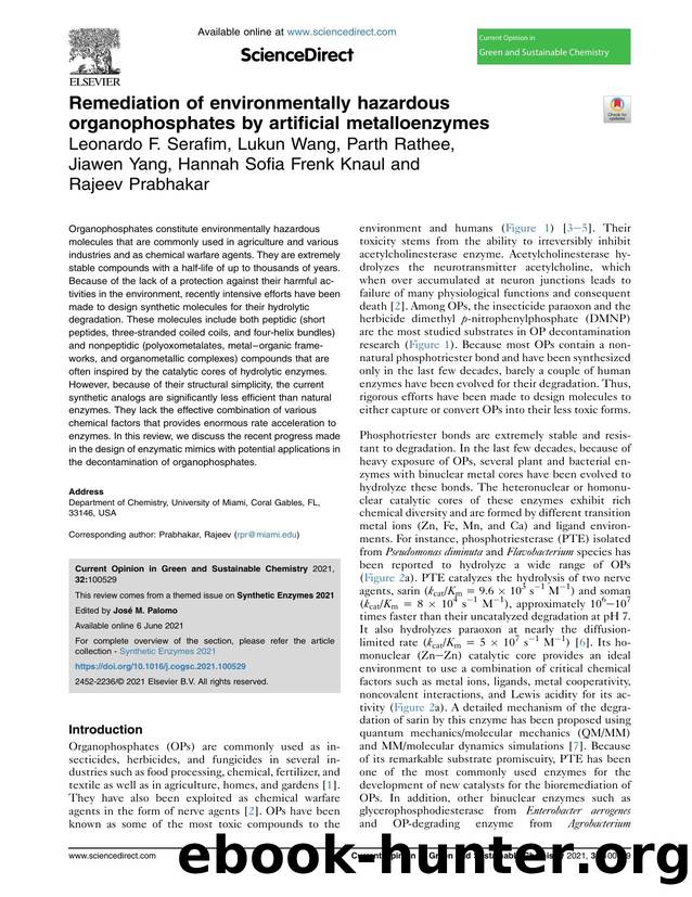 Remediation of environmentally hazardous organophosphates by artificial metalloenzymes by unknow