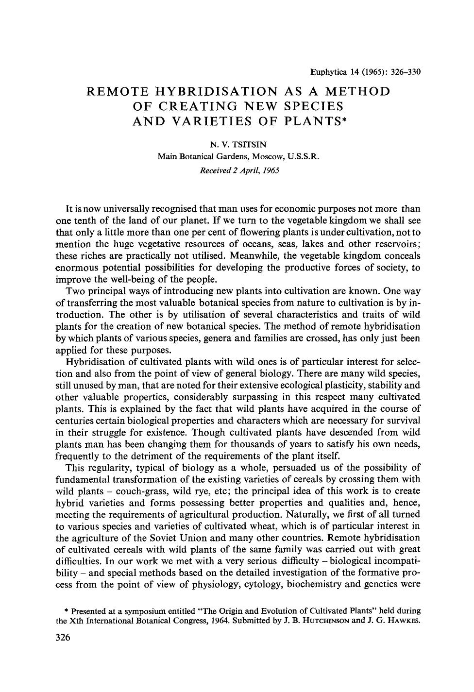 Remote hybridisation as a method of creating new species and varieties of plants by Unknown