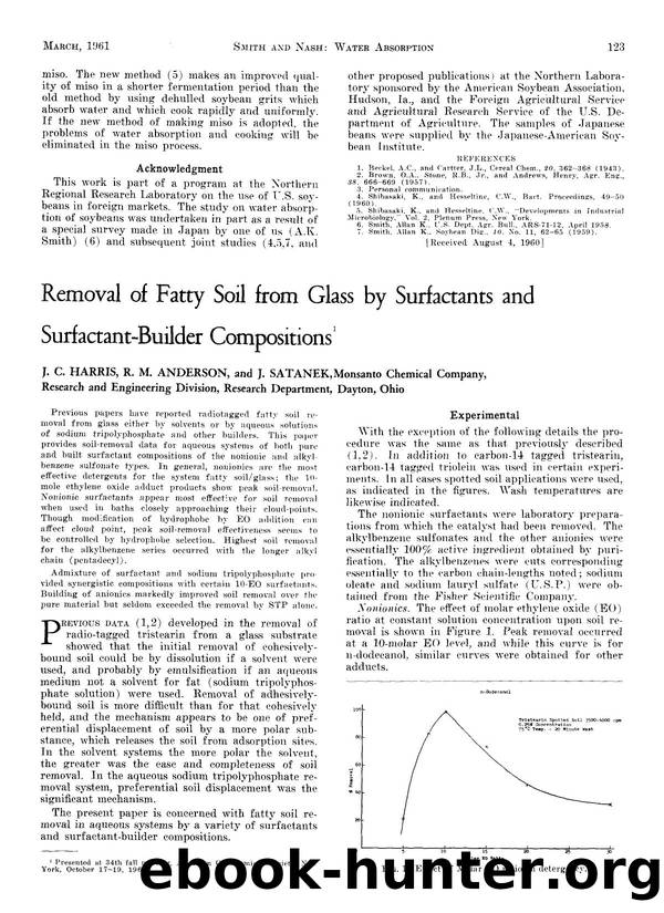 Removal of fatty soil from glass by surfactants and surfactant-builder compositions by Unknown