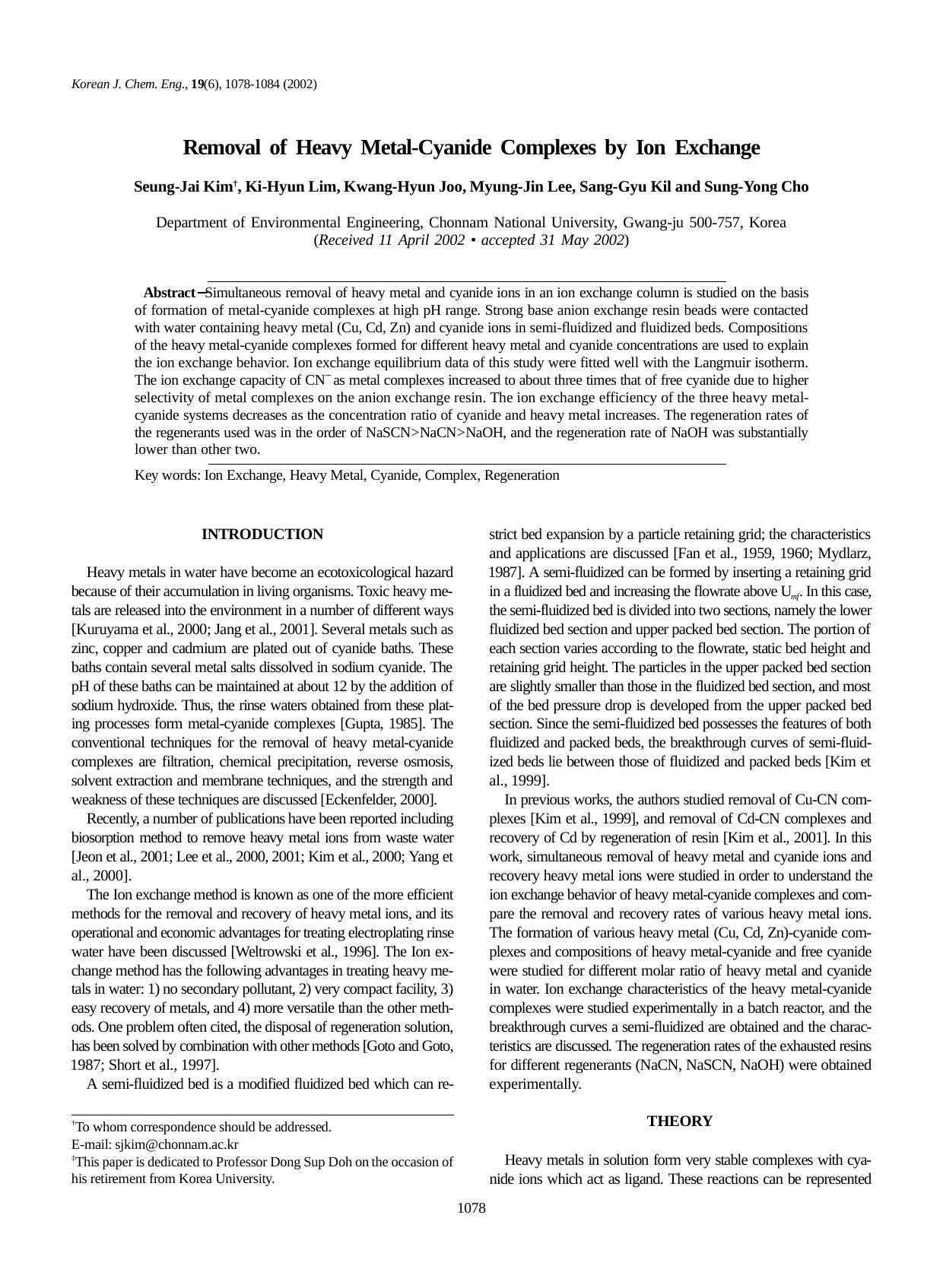 Removal of heavy metal-cyanide complexes by ion exchange by Unknown