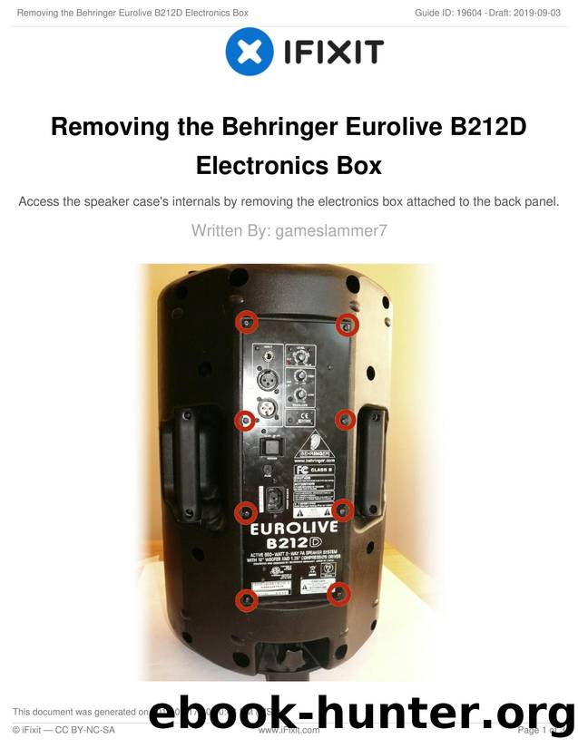 Removing the Behringer Eurolive B212D Electronics Box by Unknown