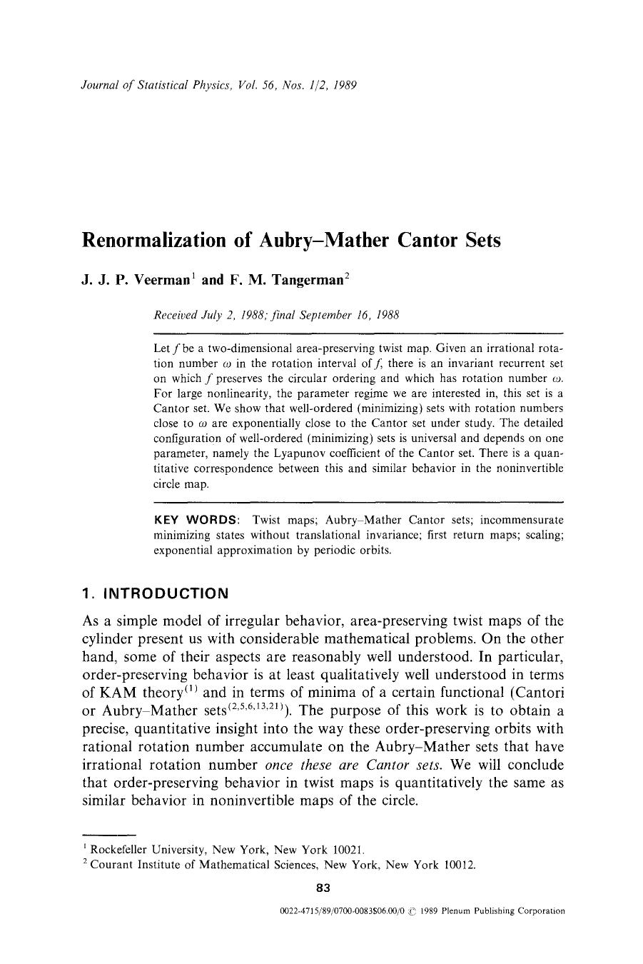 Renormalization of Aubry-Mather Cantor sets by Unknown
