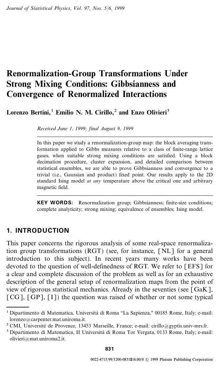 Renormalization-Group Transformations Under Strong Mixing Conditions: Gibbsianness and Convergence of Renormalized Interactions by Unknown