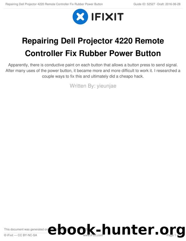 Repairing Dell Projector 4220 Remote Controller Fix Rubber Power Button by Unknown