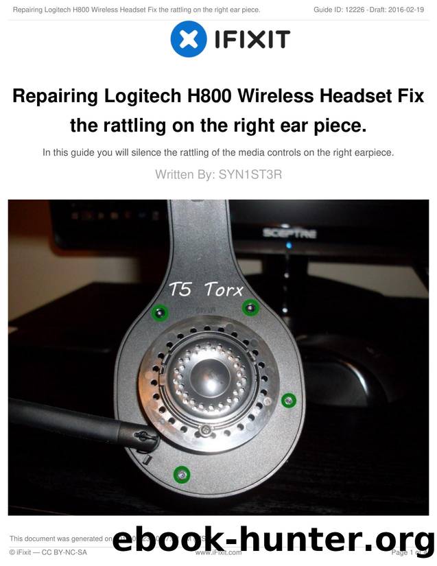 Repairing Logitech H800 Wireless Headset Fix the rattling on the right ear piece. by Unknown
