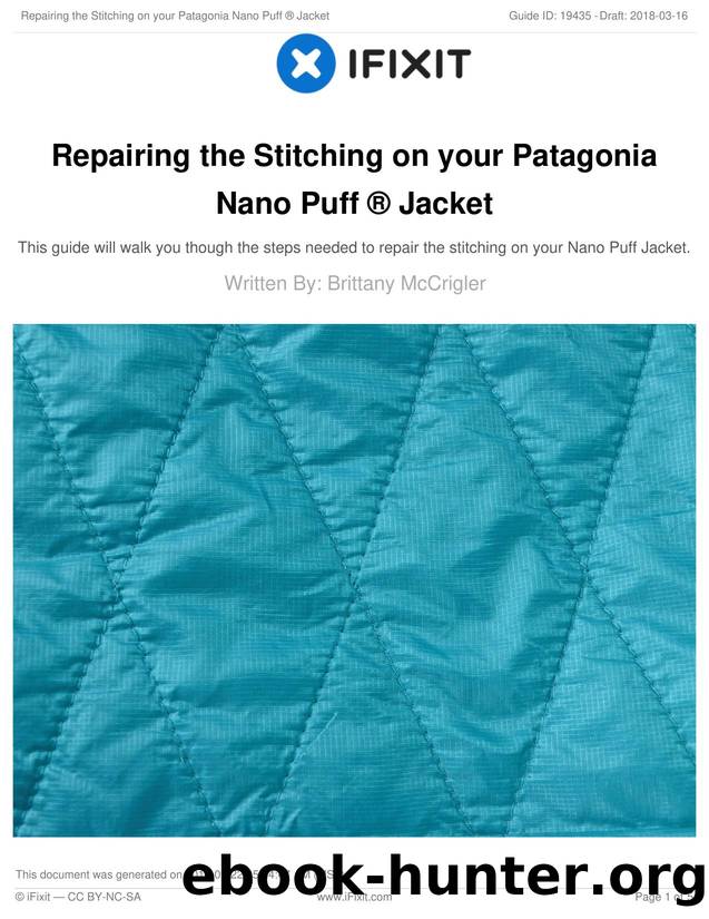 Repairing the Stitching on your Patagonia Nano Puff Â® Jacket by Unknown