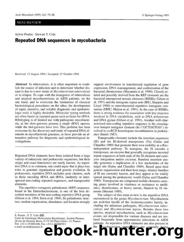Repeated DNA sequences in mycobacteria by Unknown