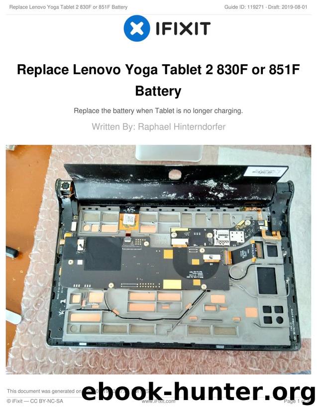 Replace Lenovo Yoga Tablet 2 830F or 851F Battery by Unknown