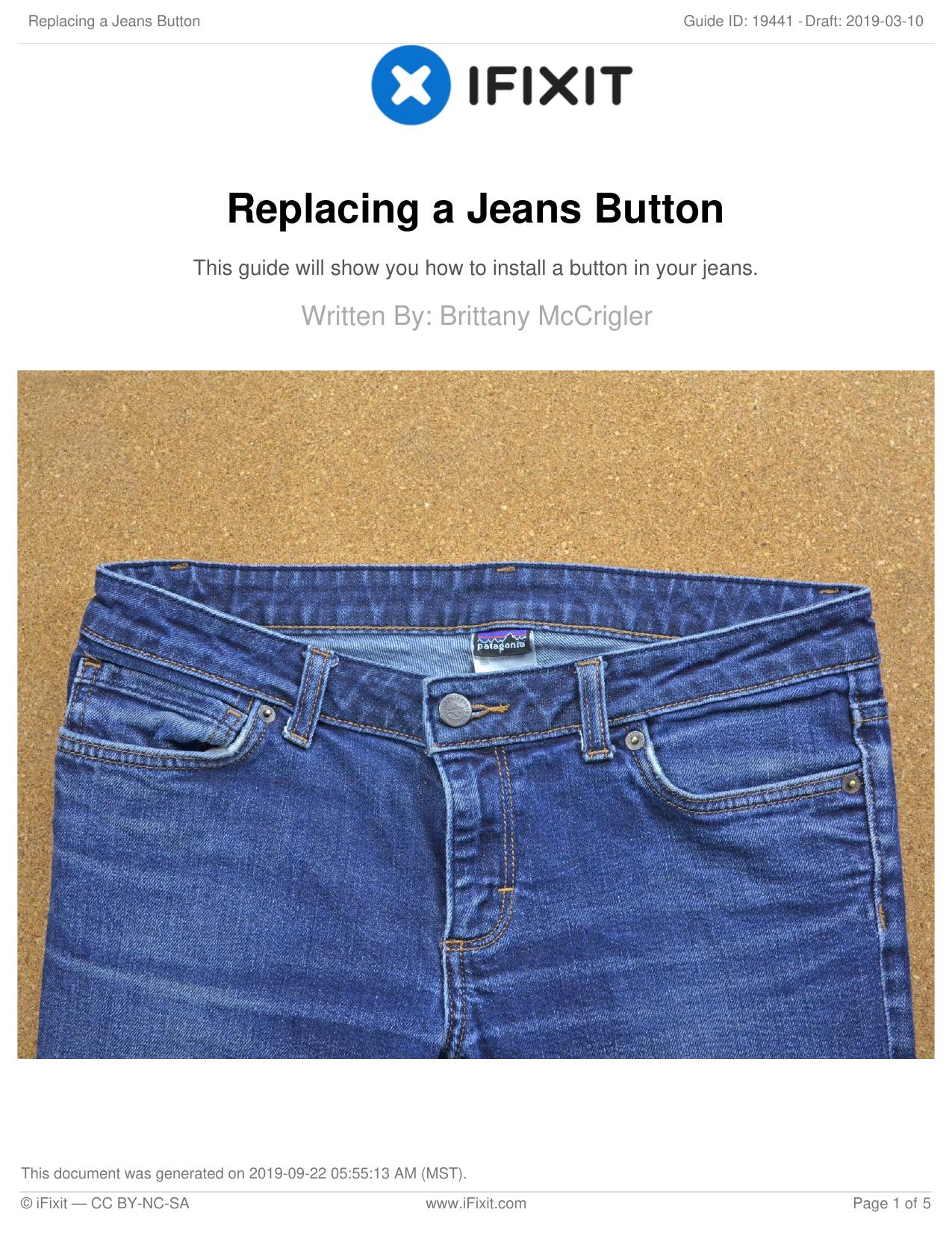 Replacing a Jeans Button by Unknown