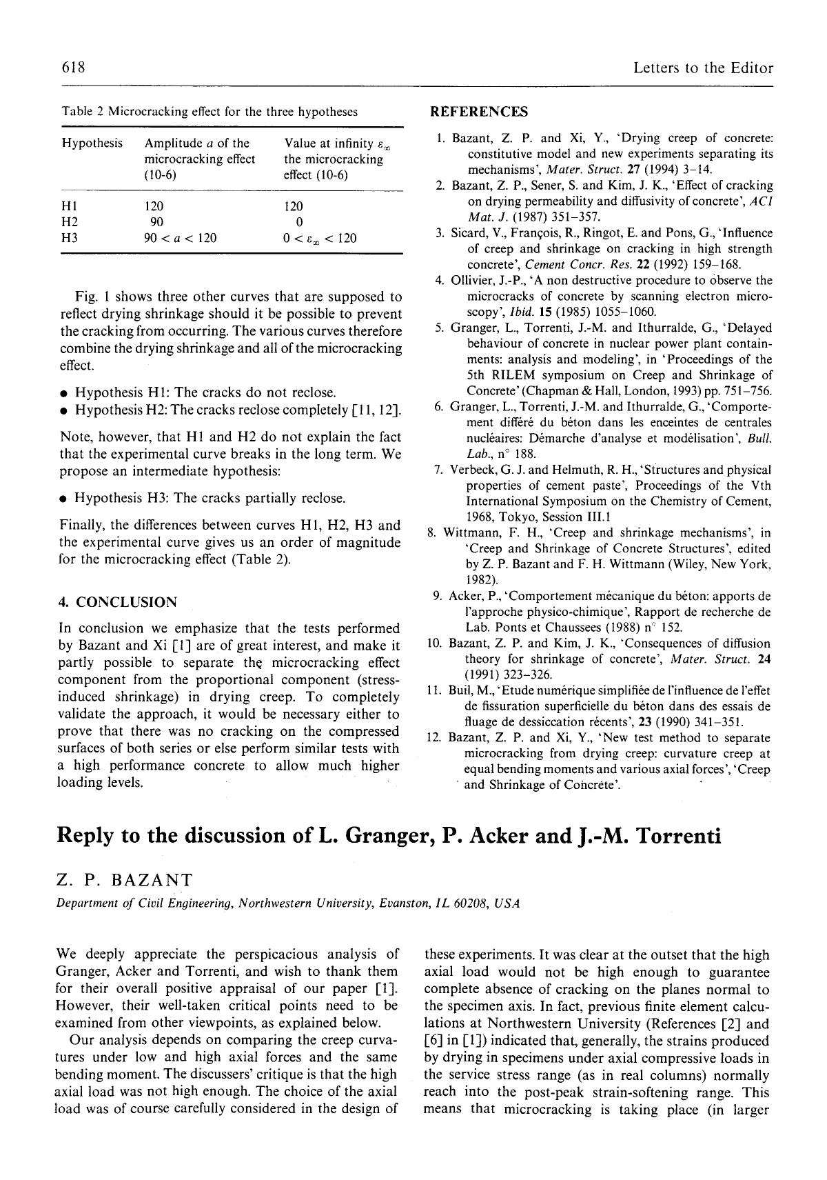 Reply to the discussion of L. Granger, P. Acker and J.-M. Torrenti by Unknown
