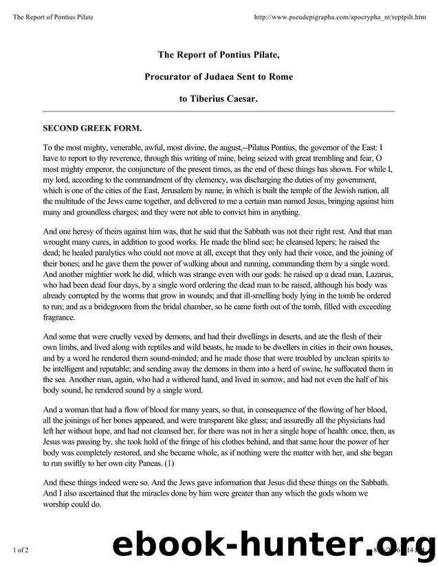 Report of Pontius Pilate by Unknown