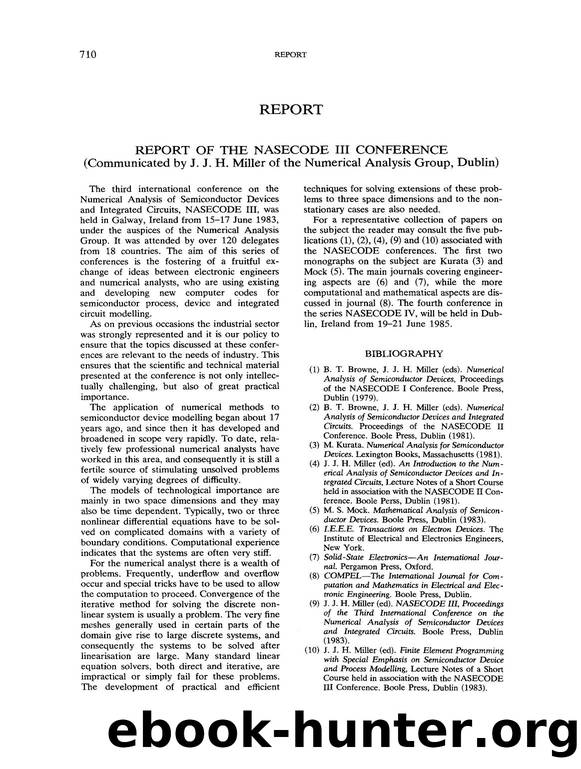 Report of the NASECODE III conference. (Communicated by J. J. H. Miller of the Numerical Analysis Group, Dublin) by Unknown