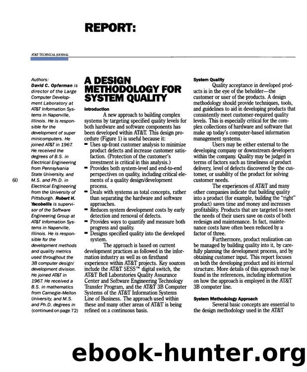 Report: A Design Methodology for System Quality by Unknown