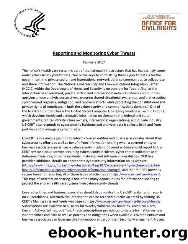 Reporting and Monitoring Cyber Threats by HHS Office for Civil Rights