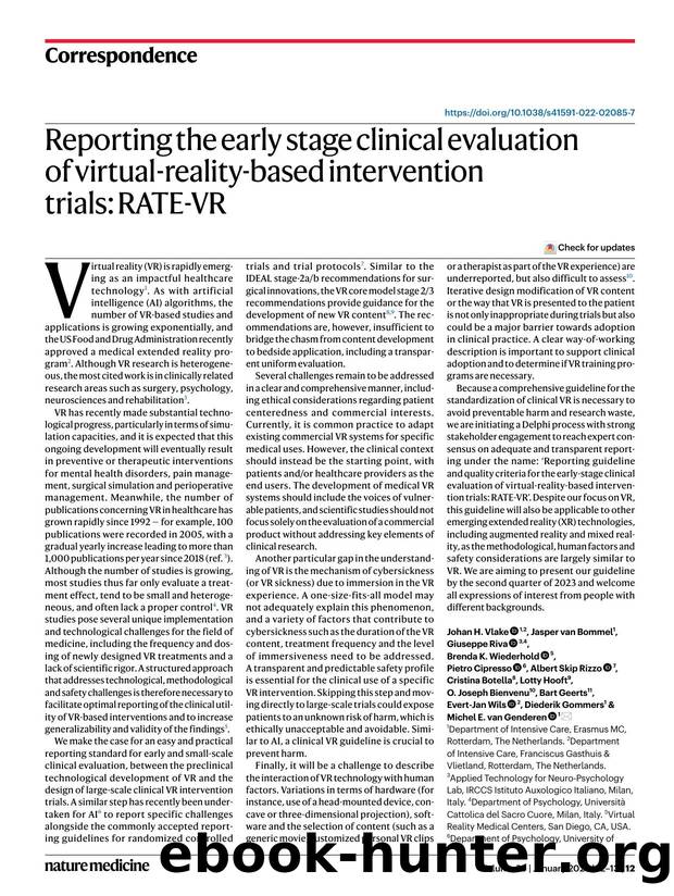 Reporting the early stage clinical evaluation of virtual-reality-based intervention trials: RATE-VR by unknow