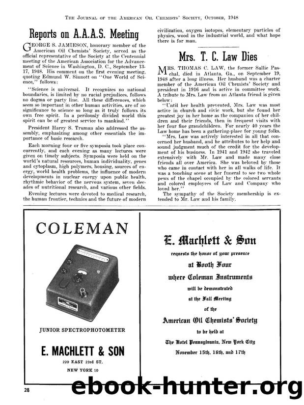 Reports on A.A.A.S. Meeting by Unknown