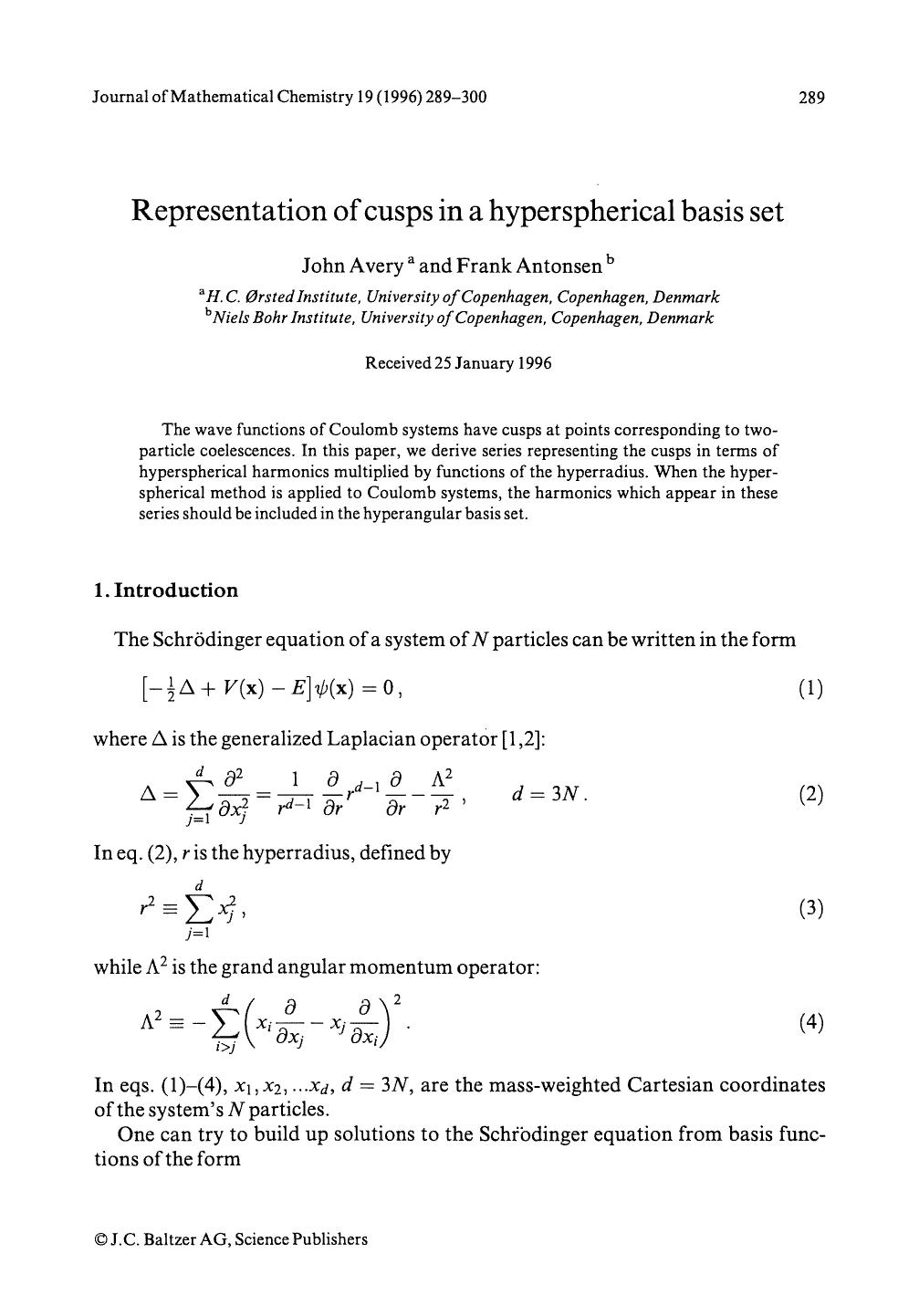 Representation of cusps in a hyperspherical basis set by Unknown