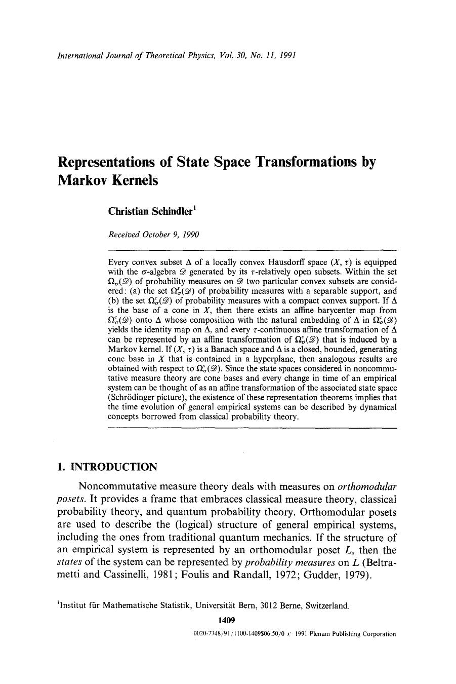 Representations of state space transformations by Markov kernels by Unknown