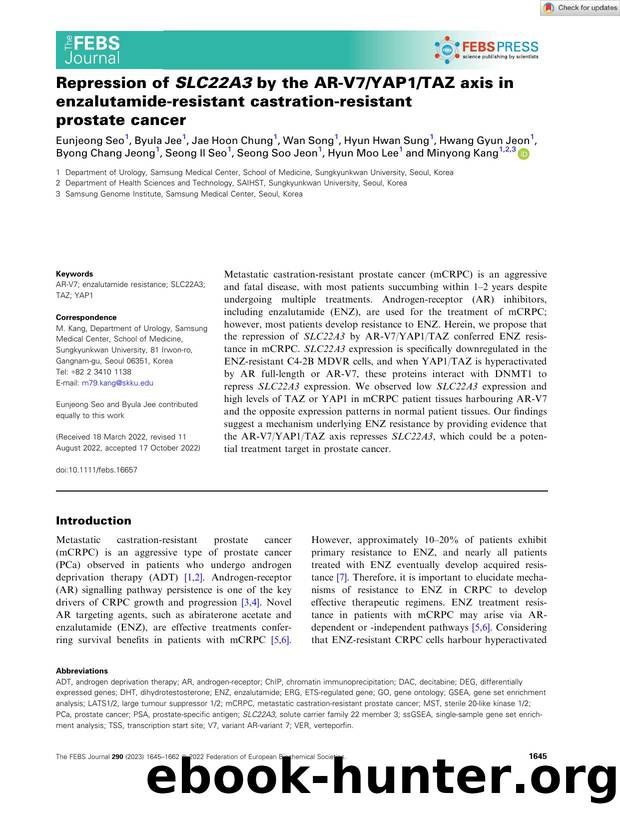 Repression of SLC22A3 by the ARâV7YAP1TAZ axis in enzalutamideâresistant castrationâresistant prostate cancer by Unknown