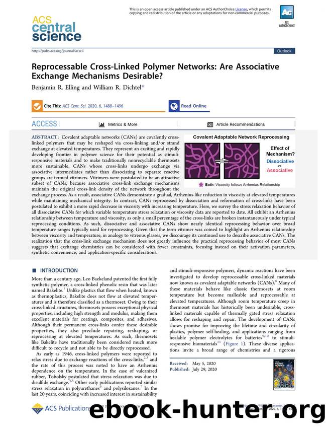 Reprocessable Cross-Linked Polymer Networks: Are Associative Exchange Mechanisms Desirable? by Benjamin R. Elling (ORCID: 0000-0002-8967-7995) & William R. Dichtel (ORCID: 0000-0002-3635-6119)