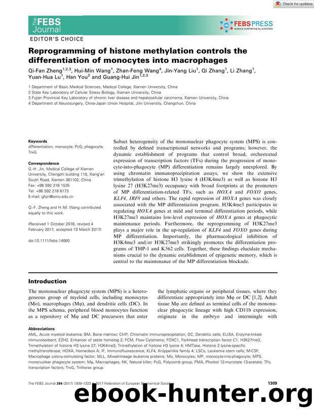Reprogramming of histone methylation controls the differentiation of monocytes into macrophages by Unknown