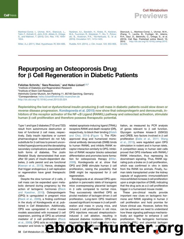 Repurposing an Osteoporosis Drug for &beta; Cell Regeneration in Diabetic Patients by Felizitas Schmitz & Sara Roscioni & Heiko Lickert