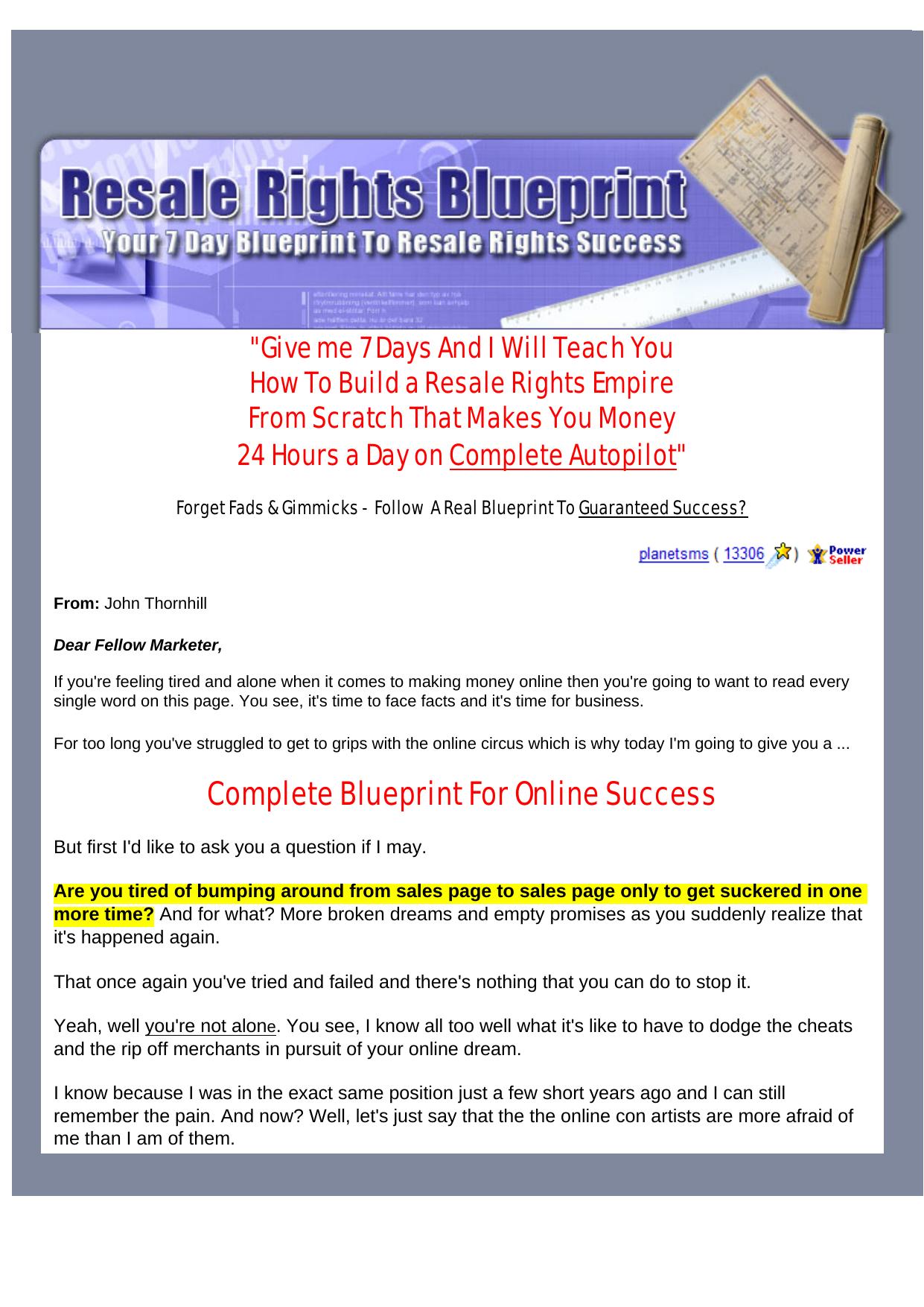 Resale Rights Blueprint. by Best of Kuszter's Collection