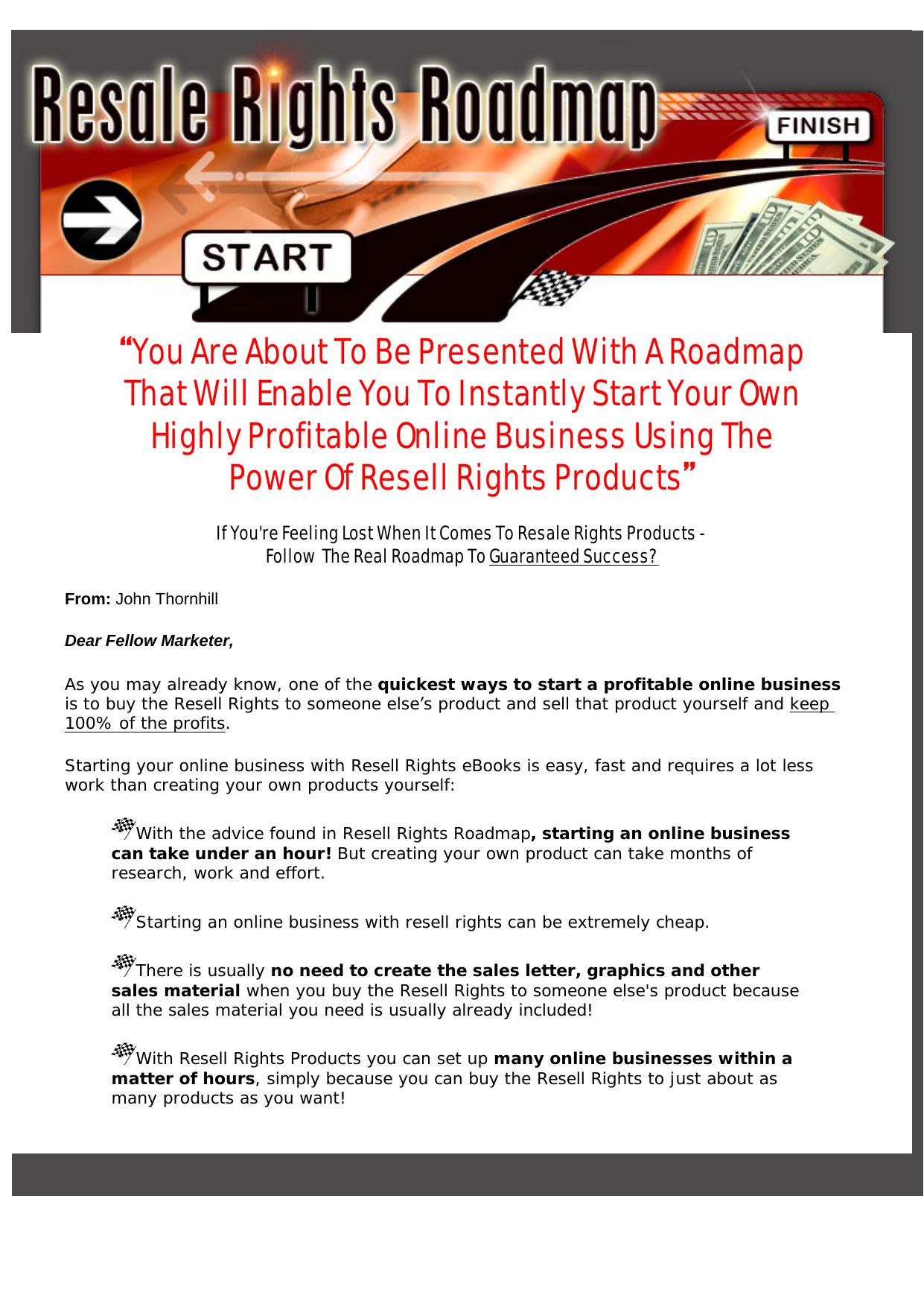 Resale Rights Roadmap. by Best of Kuszter's Collection