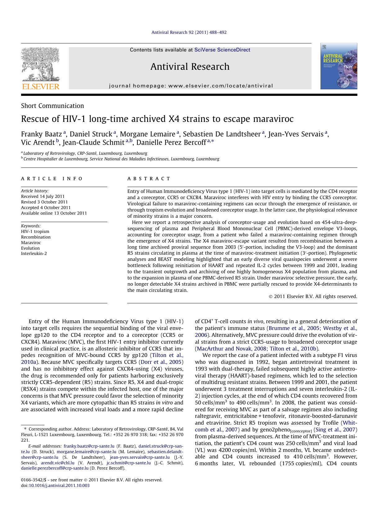 Rescue of HIV-1 long-time archived X4 strains to escape maraviroc by unknow