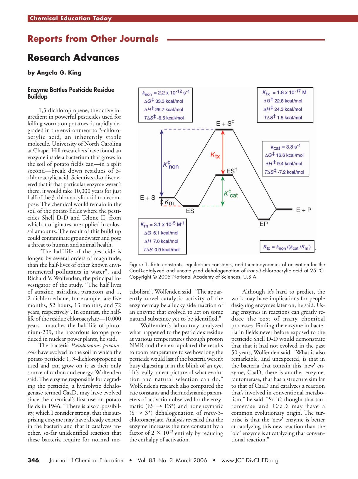 Research Advances: Enzyme Battles Pesticide Residue Buildup; A Return to the Spice Rack Pharmacy! by Angela G. King