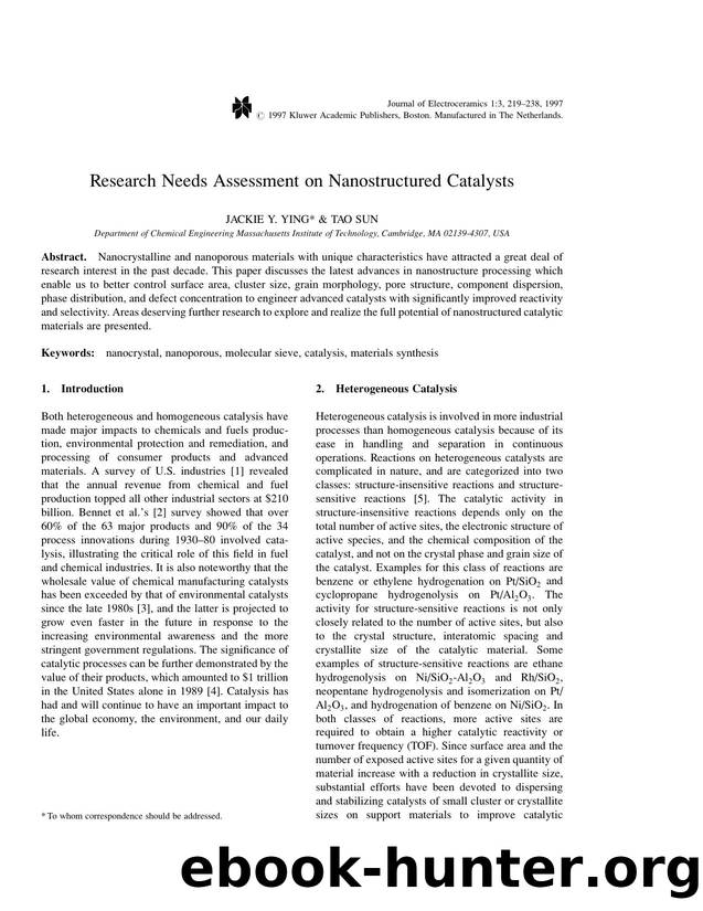 Research Needs Assessment on Nanostructured Catalysts by Unknown