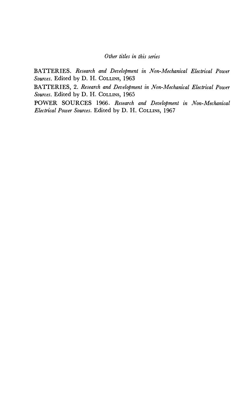Research and Development in Non-Mechanical Electrical Power Sources. Proceedings of the 6th International Symposium Held at Brighton, September 1968 by D. H. Collins (Eds.)