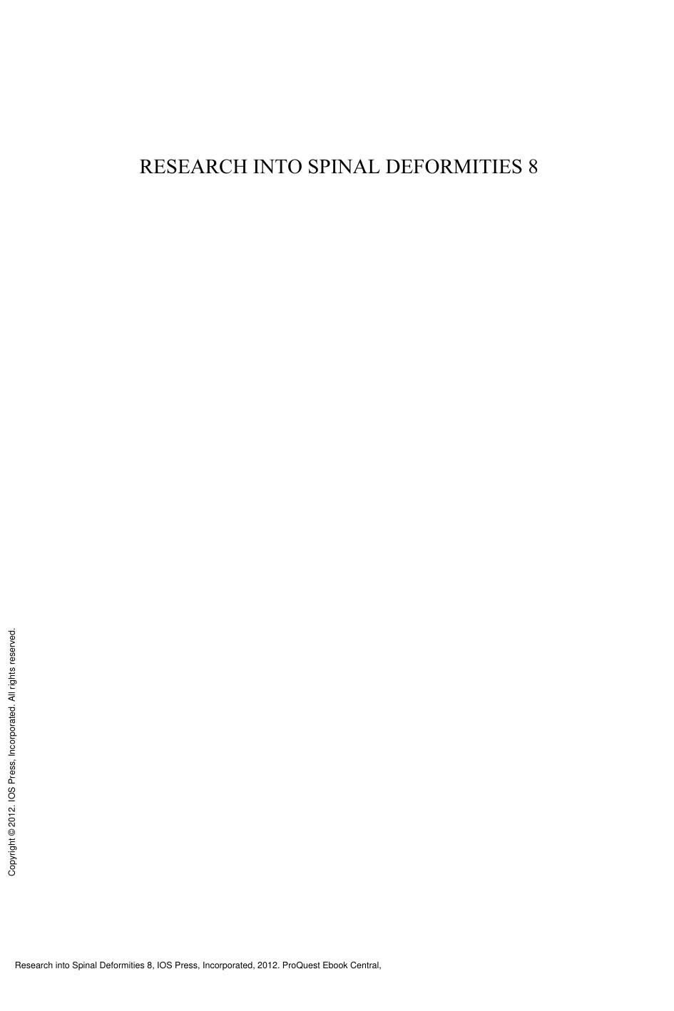 Research into Spinal Deformities 8 by T. Kotwicki; T. B. Grivas