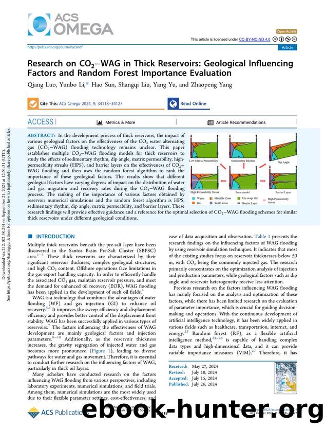 Research on CO2âWAG in Thick Reservoirs: Geological Influencing Factors and Random Forest Importance Evaluation by Qiang Luo Yunbo Li Hao Sun Shangqi Liu Yang Yu & Zhaopeng Yang