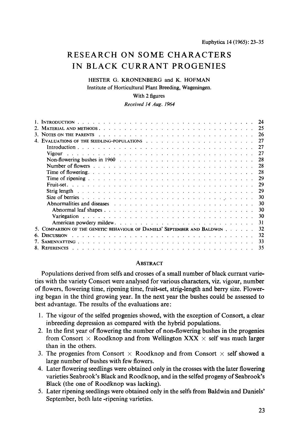 Research on some characters in black currant progenies by Unknown