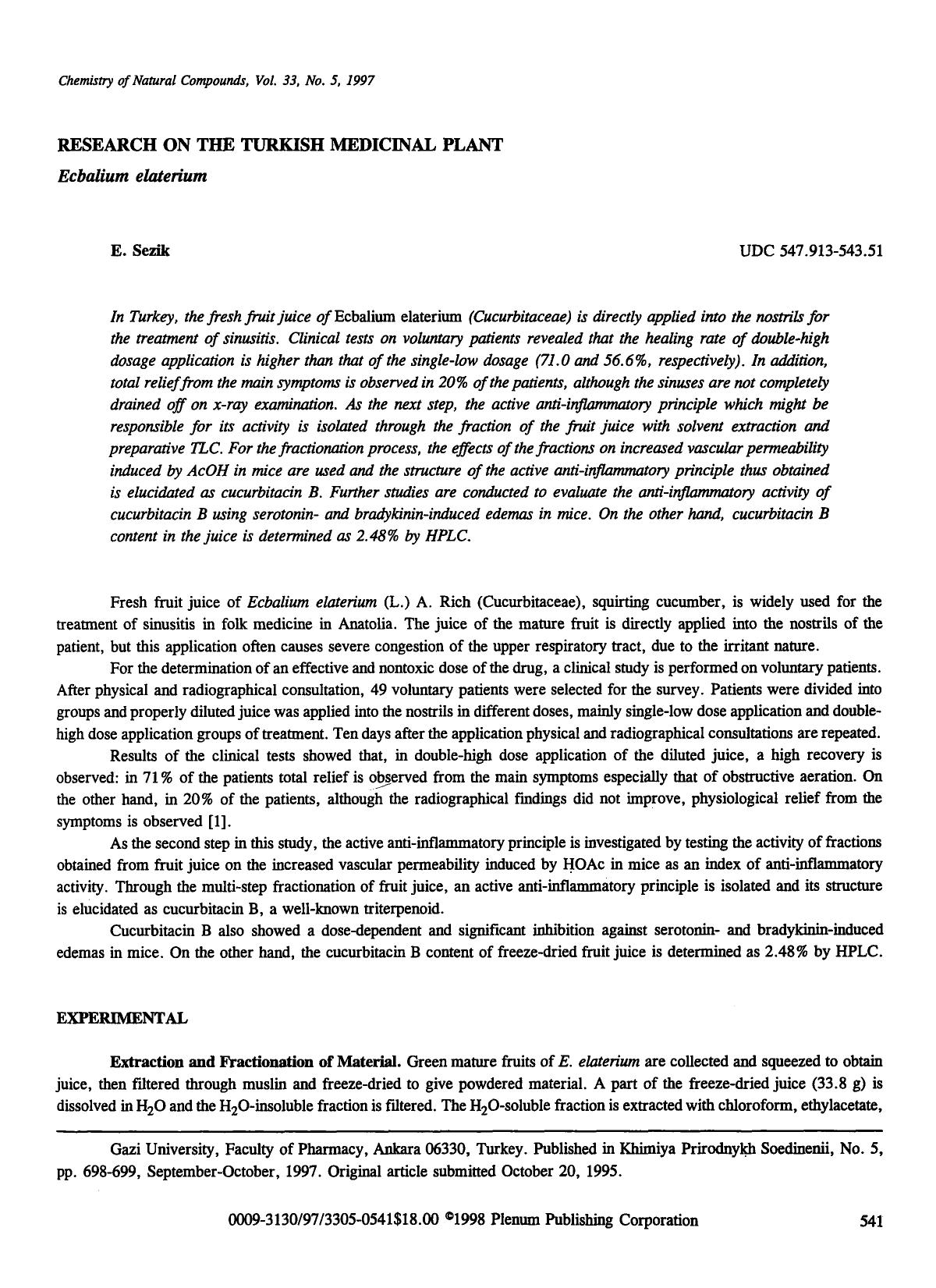 Research on the Turkish medicinal plant by Unknown