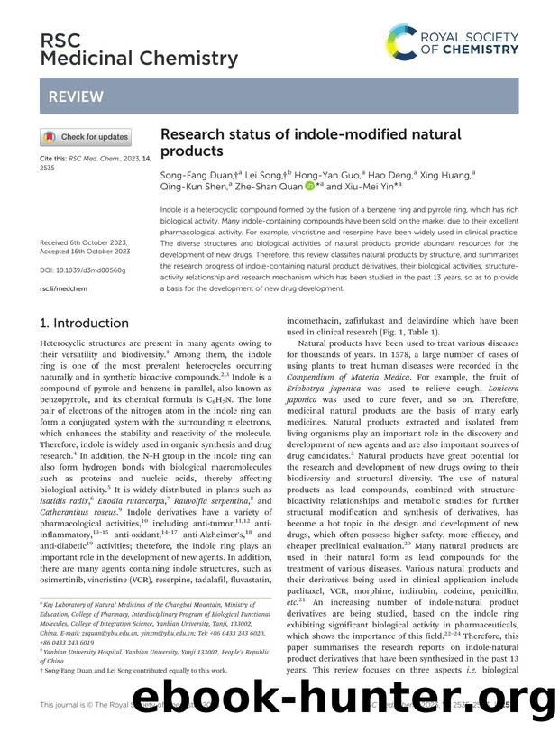 Research status of indole-modified natural products by unknow
