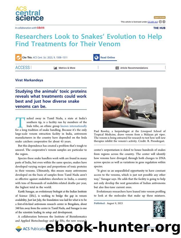 Researchers Look to Snakesâ Evolution to Help Find Treatments for Their Venom by Virat Markandeya