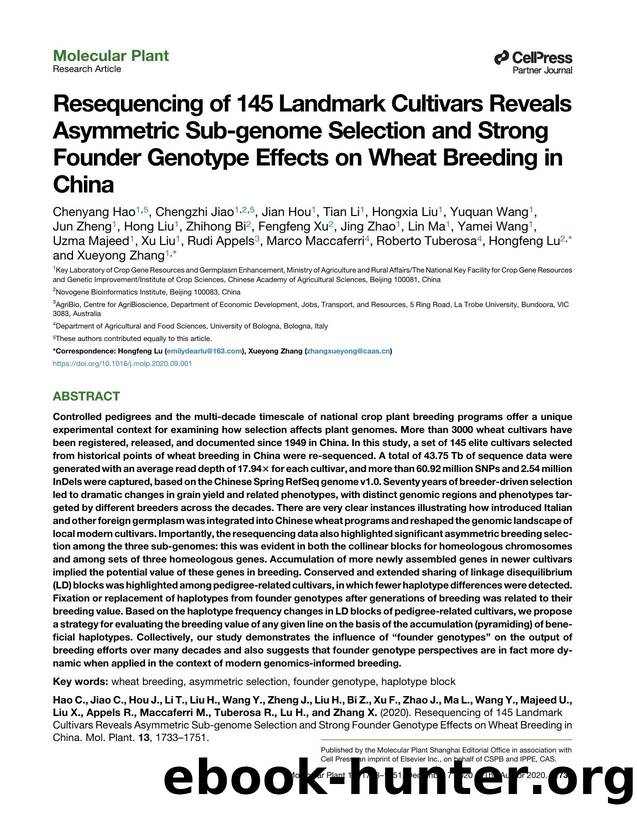 Resequencing of 145 Landmark Cultivars Reveals Asymmetric Sub-genome Selection and Strong Founder Genotype Effects on Wheat Breeding in China by unknow