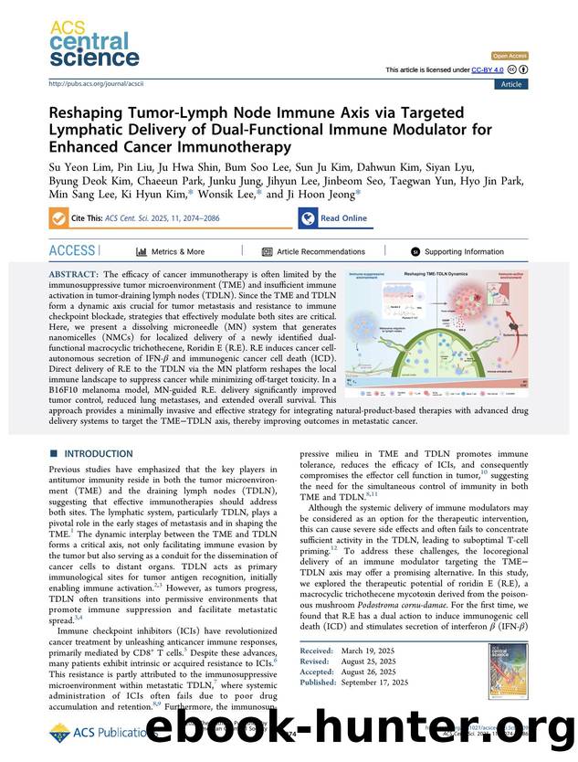 Reshaping Tumor-Lymph Node Immune Axis via Targeted Lymphatic Delivery of Dual-Functional Immune Modulator for Enhanced Cancer Immunotherapy by unknow