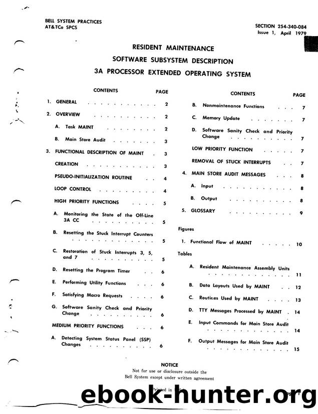 Resident Maintenance Software Subsystem Description 3A Processor Extended Operating System by AT&&T |