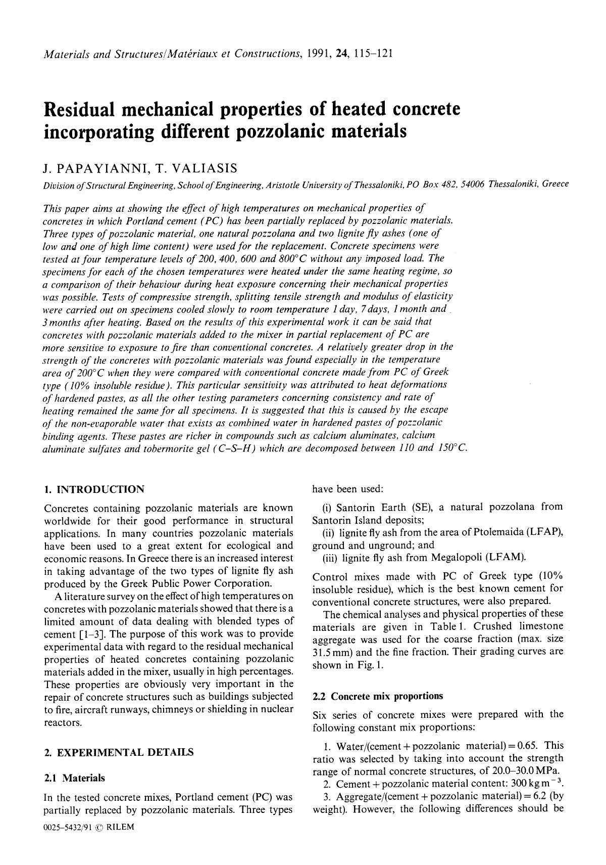 Residual mechanical properties of heated concrete incorporating different pozzolanic materials by Unknown