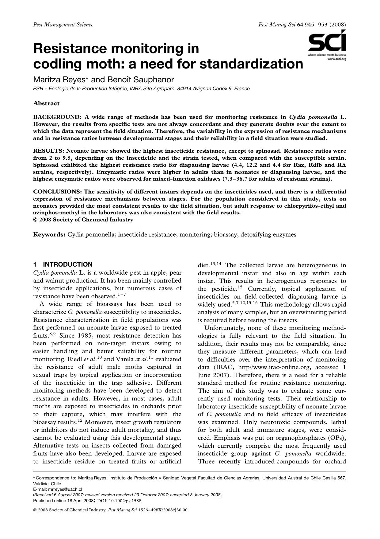 Resistance monitoring in codling moth: a need for standardization by Unknown