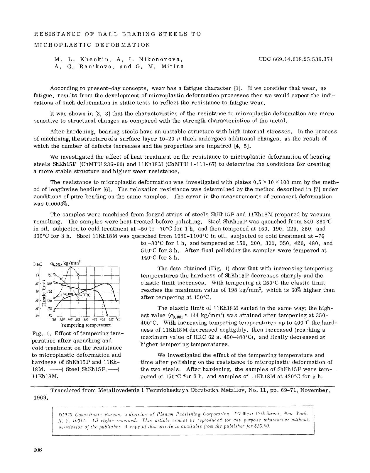 Resistance of ball bearing steels to microplastic deformation by Unknown