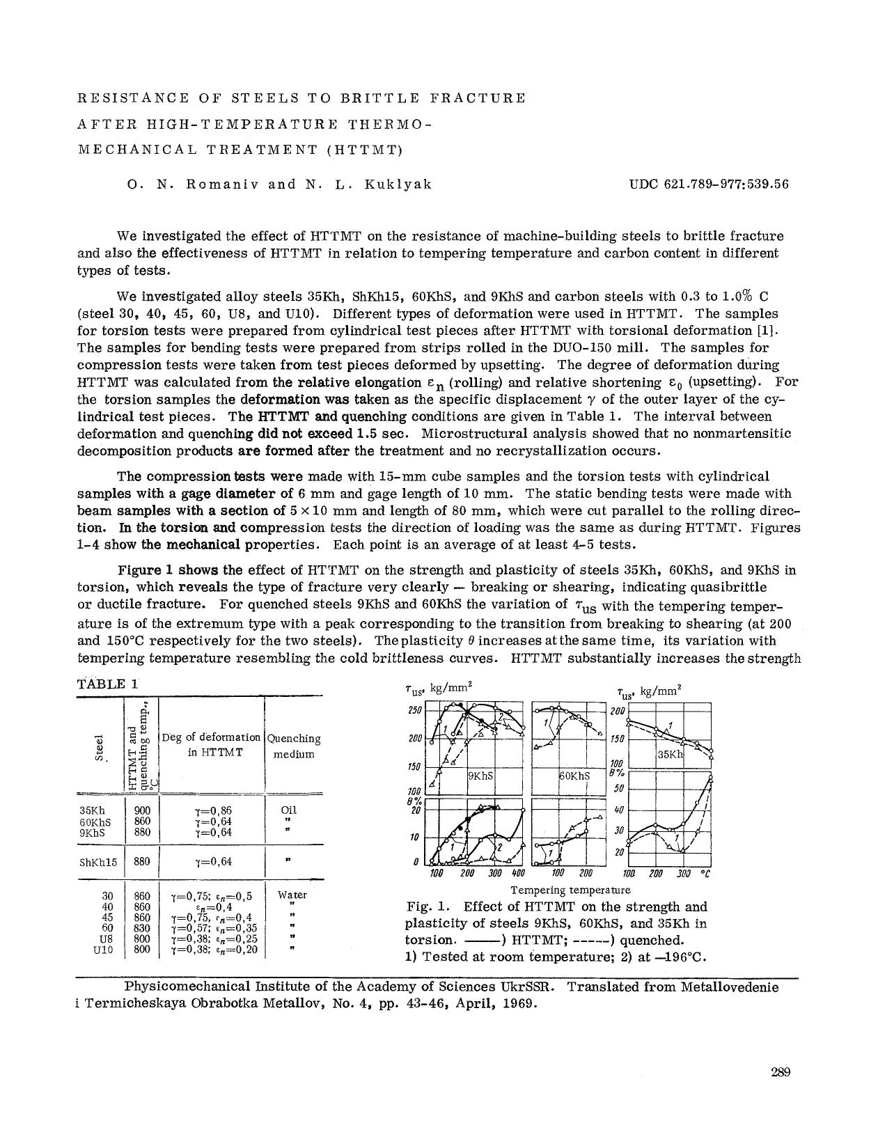 Resistance of steels to brittle fracture after high-temperature thermo-mechanical treatment (HTTMT) by Unknown