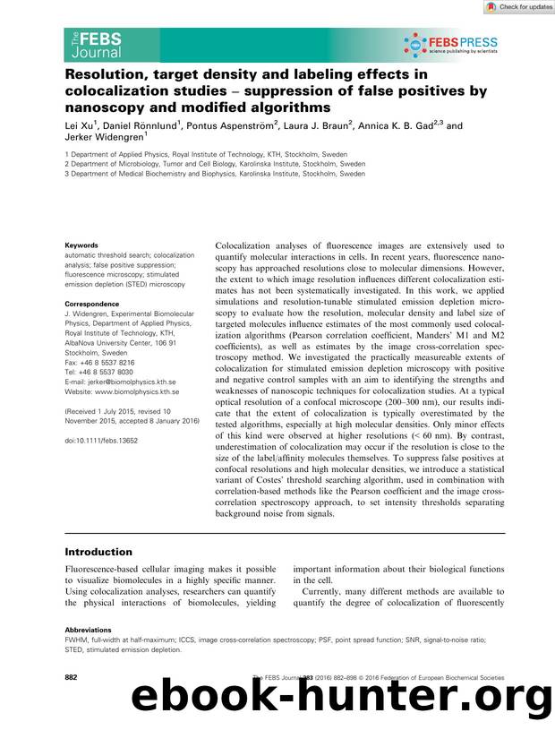 Resolution, target density and labeling effects in colocalization studies â suppression of false positives by nanoscopy and modified algorithms by Unknown