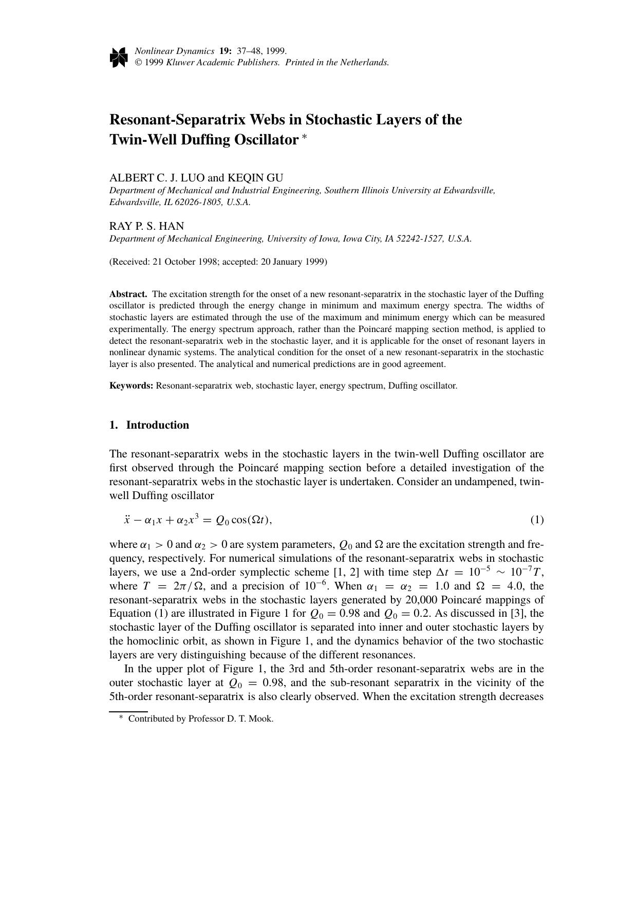 Resonant-Separatrix Webs in Stochastic Layers of the Twin-Well Duffing Oscillator by Unknown